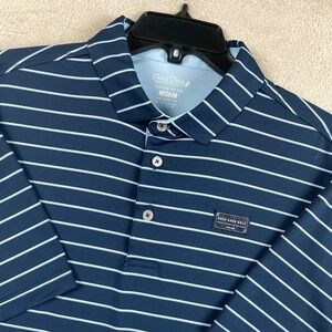 Good Good Golf Polo Shirt Mens Medium Blue Striped Short Sleeve Performance